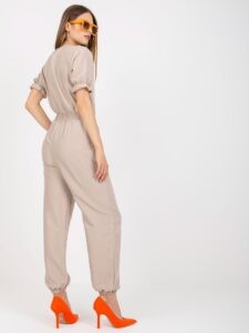 Beige summer jumpsuit with trousers