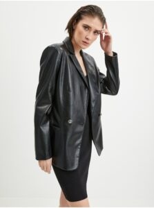 Black Leatherette Jacket Guess New