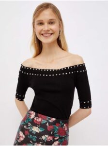 Black Women's Sweater Top with Exposed Shoulders