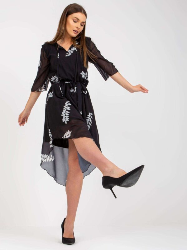 Black asymmetrical dress with Yarela