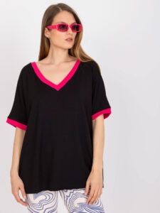 Black-pink casual blouse with
