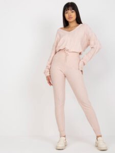 Light pink women's knitted trousers