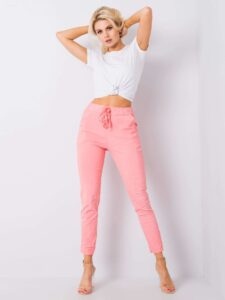 Lightweight coral trousers made of