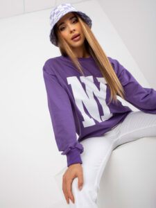 Purple hoodie with printed design