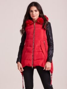 Red winter vest with hood