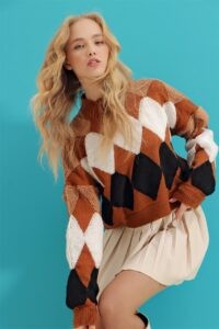 Trend Alaçatı Stili Sweater - Orange