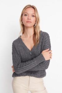 Trendyol Anthracite Knit Detailed