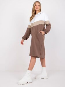 White and Brown Hoodie Dress