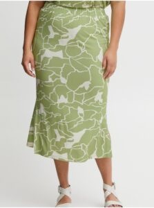 White and Green Ladies Patterned Midi