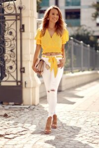 Yellow short blouse with