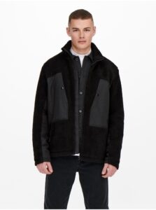 Black winter jacket made of artificial fur ONLY
