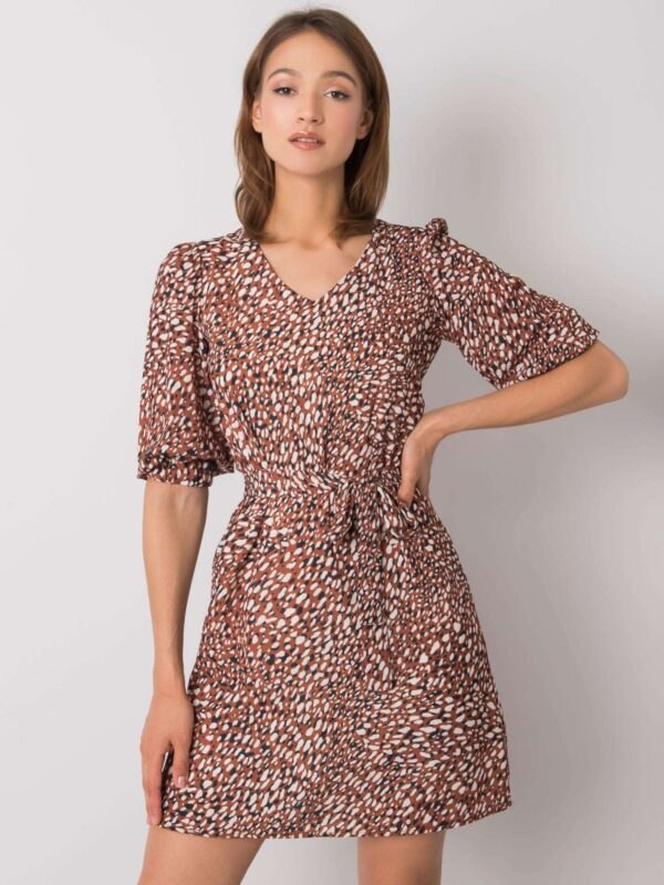 Brown patterned dress with