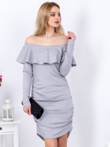 Grey pleated dress with a