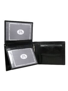 Men's horizontal black leather wallet