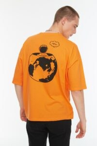Trendyol Orange Men's Oversize Back Printed