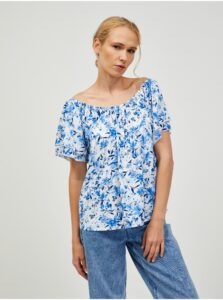 White-blue flowered blouse ORSAY