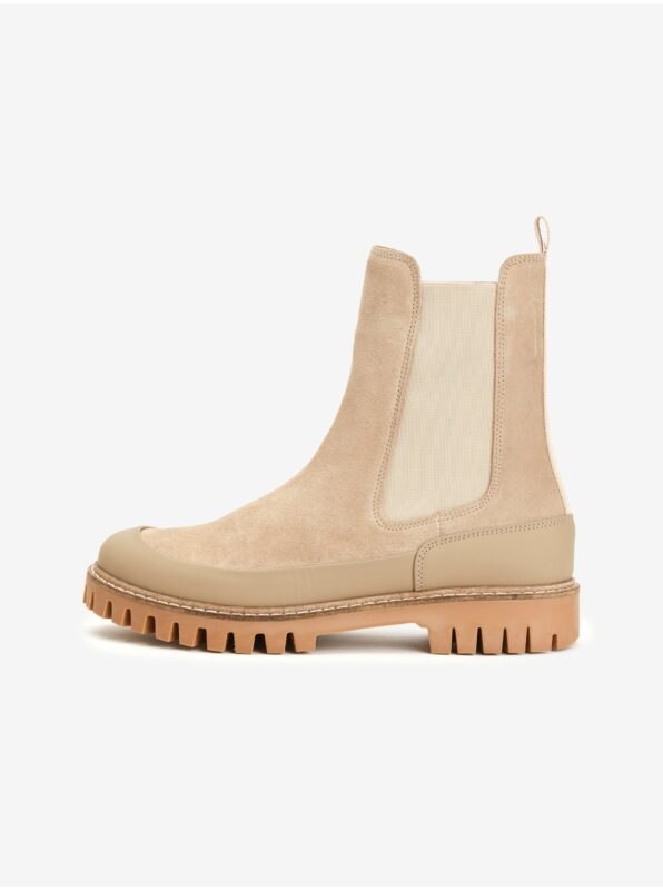 Beige Women's Suede Ankle Boots Tommy