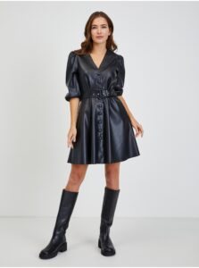 Black Leatherette Dress with Strap