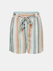 Blue-Cream Striped Linen Shorts ONLY CARMAKOMA