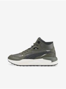 Dark Green Ankle Leather Insulated Sneakers Puma