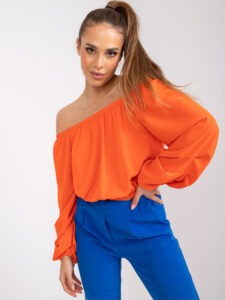 Orange short blouse with exposed