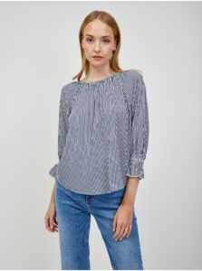 Orsay White-blue striped blouse with three-quarter