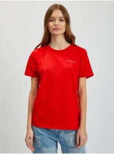 Red Women's T-Shirt Tommy Hilfiger 1985 Reg
