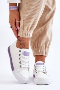 Women's low sneakers white-purple