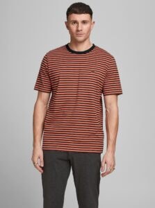 Black-Orange Striped T-Shirt Jack & Jones