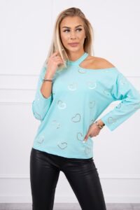 Blouse with mint heart