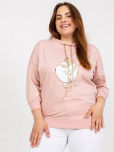 Bulky powder pink blouse with 3/4