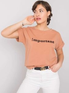 Camel T-shirt with embroidered