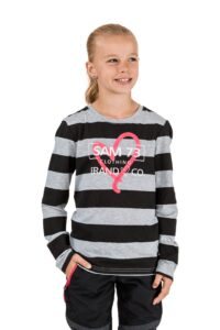 Čierno-šedé dievčenské pruhované tričko