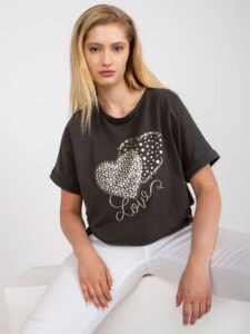 Cotton khaki T-shirt of larger size