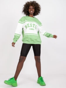 Green-and-white hoodie with long