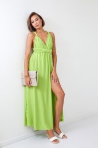 Maxi dress with lime tie