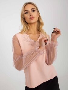 Peach formal blouse with