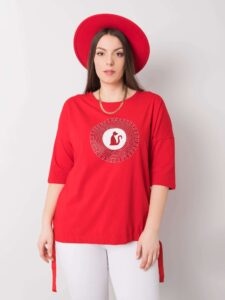 Red oversize women's blouse