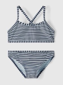 White-Blue Girls' Striped Two Piece Swimwear name
