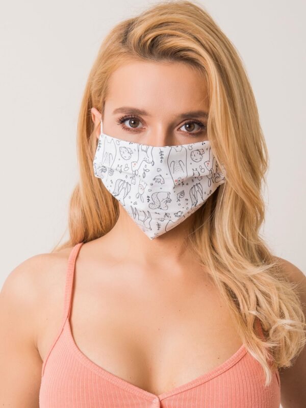 White reusable protective mask with an