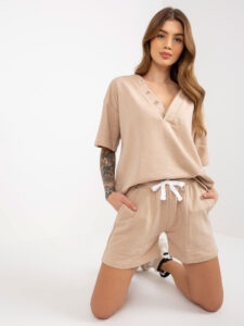 Beige summer tracksuit with