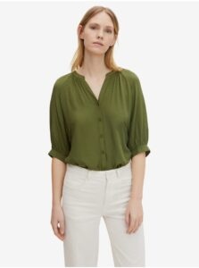 Green Women's Ribbed Loose Blouse Tom