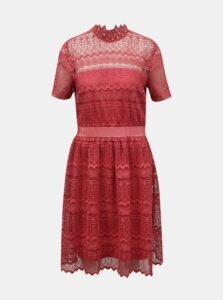 Pink lace dress with stand-up collar