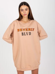 Beige loose sweatshirt with print