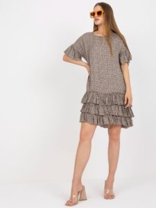 Beige minidress with frills and