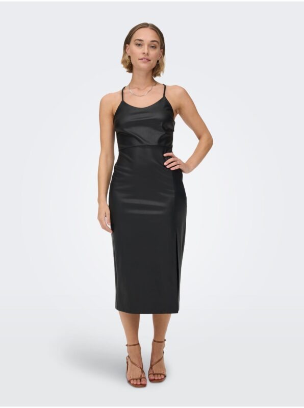 Black Leatherette Dress with Slits ONLY