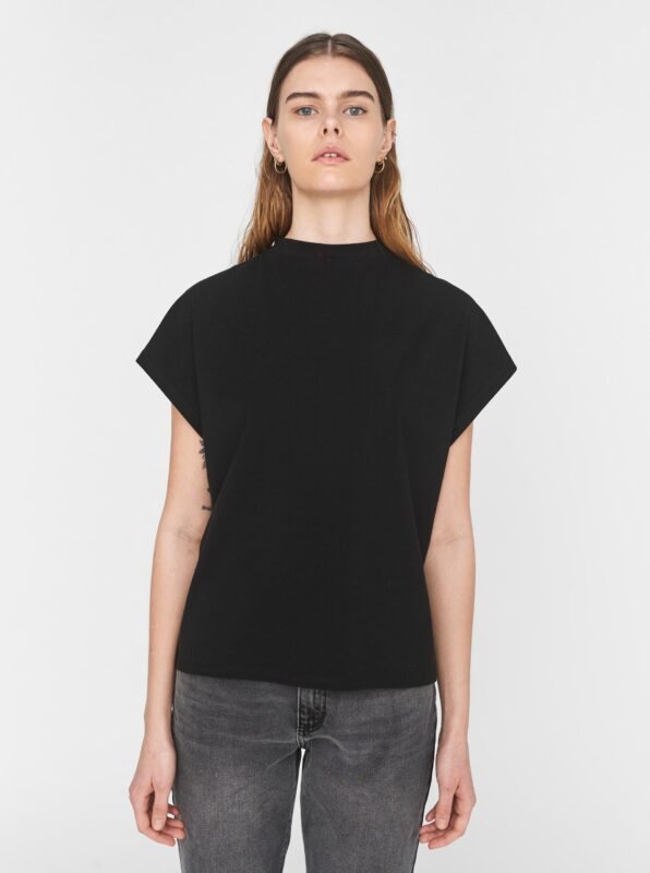 Black Loose T-Shirt with Stand-Up Collar Noisy