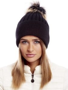 Black striped hat with