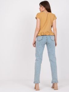 Camel T-shirt with ruffles by