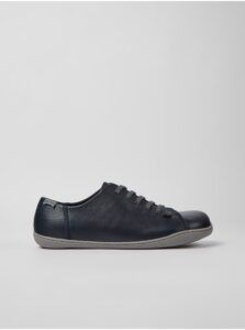 Dark Blue Mens Leather Sneakers